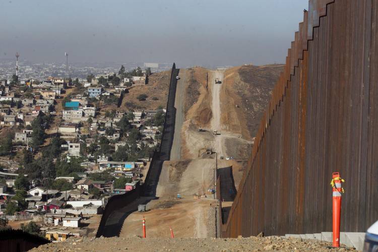 Construction on the secondary fence on the U.S.-Mexico border at Otay Mesa in San Diego on Oct. 15, 2019.