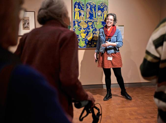 Amherst College professor Yael R. Rice, who specializes in the art and architecture of South Asia and greater Iran, says the exhibit shows how motifs and ideas migrated over many centuries from Iran to modern-day India, Pakistan and Bangladesh.