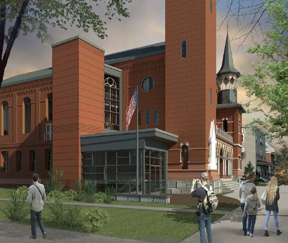 Renovations to Old Town Hall in Easthampton include an accessible entryway and a new elevator.